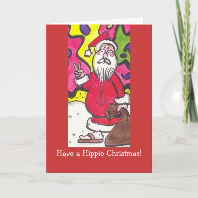Hippie-Weihnachten Feiertagskarte (Vorderseite)