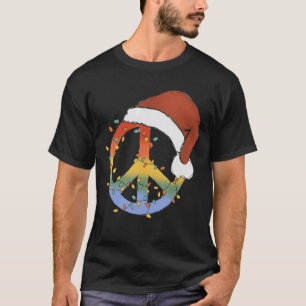 Hippie-Weihnachten Friedenszeichen Licht Tie Dye F T-Shirt