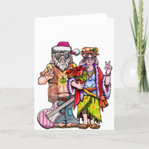 Hippie-Weihnachtsmann-Paar Karte