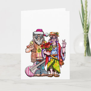 Hippie-Weihnachtsmann-Paar Karte