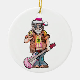 Hippie-Weihnachtsmann sagt Cool Yule! Keramik Ornament