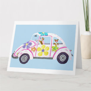 Hippie Welsh Corgis in ihrem Flower Child Liebesau Karte