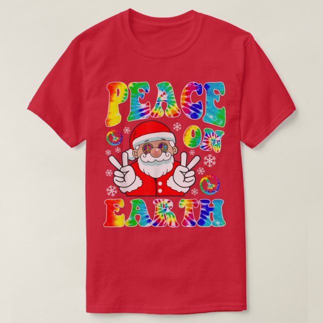 Hippie Weltfrieden Boho Weihnachtsmann P T-Shirt (Design vorne)