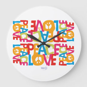 HIPPIE WELTSOMMER 2021 FRIEDEN UND LIEBE GROßE WANDUHR