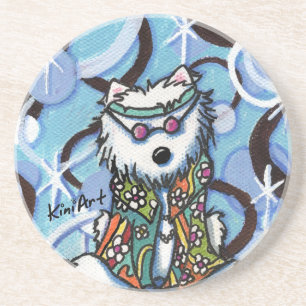 Hippie Westie HundeUntersetzer Sandstein Untersetzer