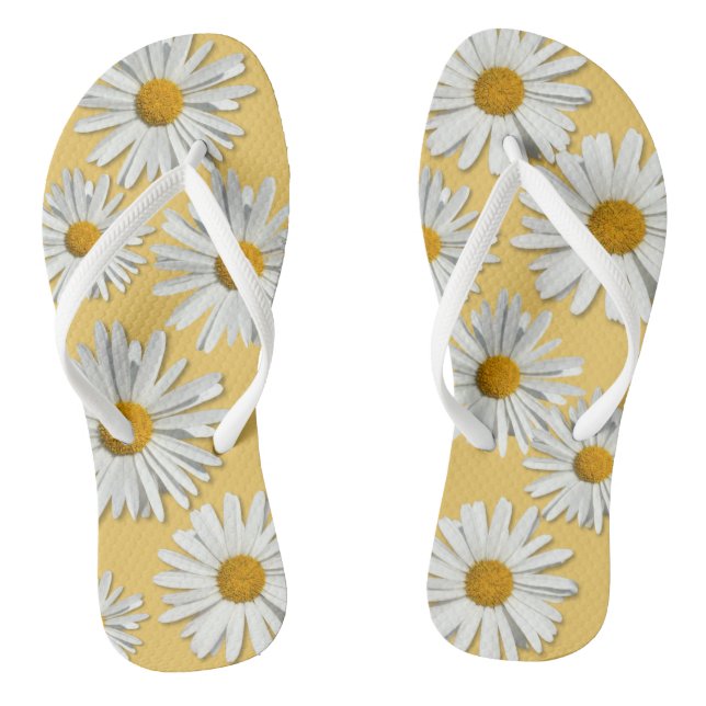Hippie White Daisy Blume Blossom - Trendy Fashion Flip Flops (Fußbett)