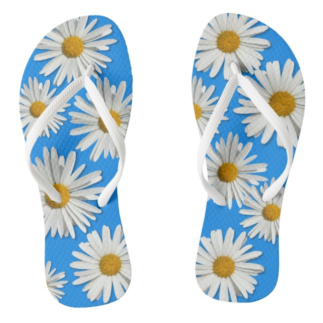 Hippie White Daisy Blume Blossom - Trendy Fashion Flip Flops (Fußbett)