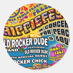 Hippiefest Konzert-Plakat Runder Aufkleber
