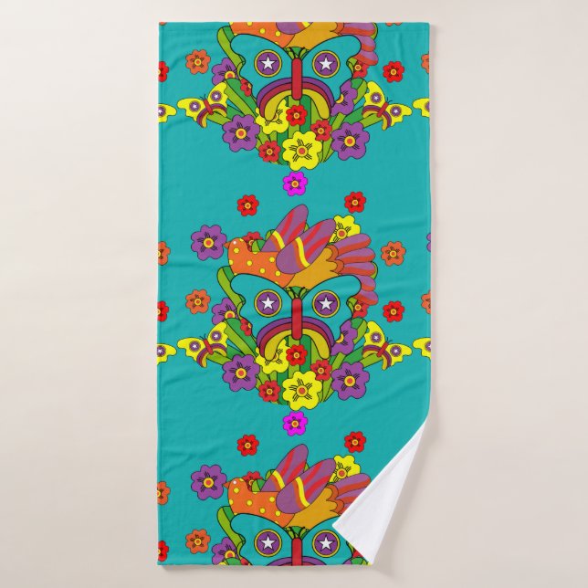 Hippies - Hippy-Blume-Power - Niedliche Hippies -  Badehandtuch (Badehandtuch)