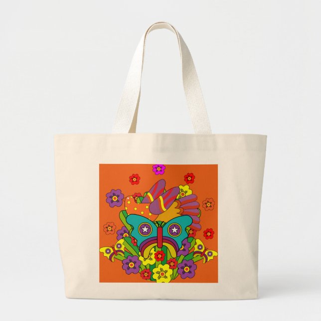 Hippies - Hippy-Blume-Power - Niedliche Hippies -  Jumbo Stoffbeutel (Vorne)