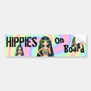 Hippies on Board Funny Hippie Chick Peace Sign Autoaufkleber