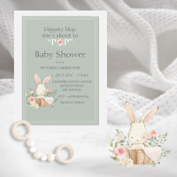 Hippity Hop Bunny Watercolor Moderne Babydusche