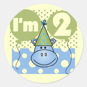 Hippo 2. Geburtstag - Hemden und Geschenke Runder Aufkleber