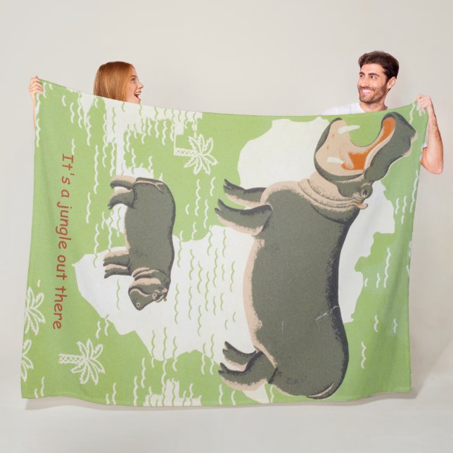 Hippo Africa Es ist ein Dschungel da draußen Fleecedecke (Beispiel)