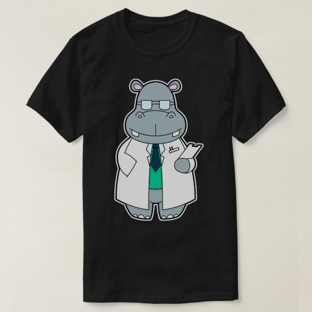 Hippo als Arzt mit Smock T-Shirt (Design vorne)