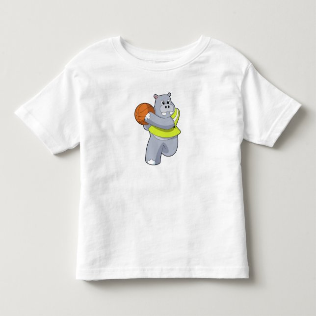 Hippo als Basketballspieler mit Basketball.PNG Kleinkind T-shirt (Vorderseite)