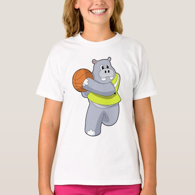 Hippo als Basketballspieler mit Basketball.PNG T-Shirt (Vorderseite)