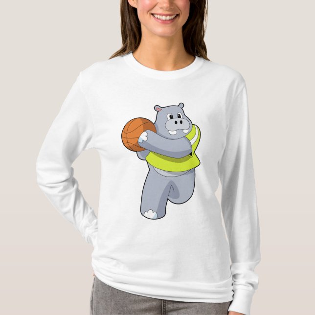 Hippo als Basketballspieler mit Basketball.PNG T-Shirt (Vorderseite)
