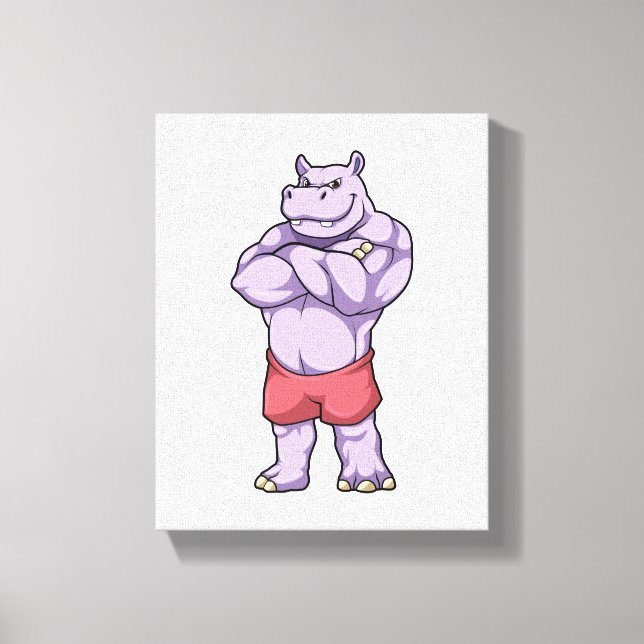 Hippo als Bodybuilder Extrem Leinwanddruck (Vorderseite)