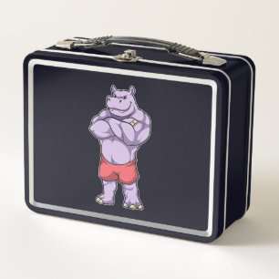 Hippo als Bodybuilder Extrem Metall Brotdose