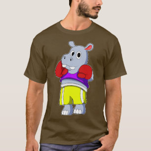 Hippo als Boxer mit Boxhandschuhen T-Shirt