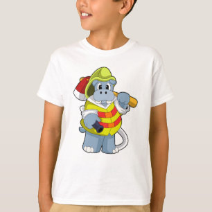Hippo als Firefighter mit Ax T-Shirt