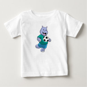 Hippo als Fußballspieler mit Fußball Baby T-shirt