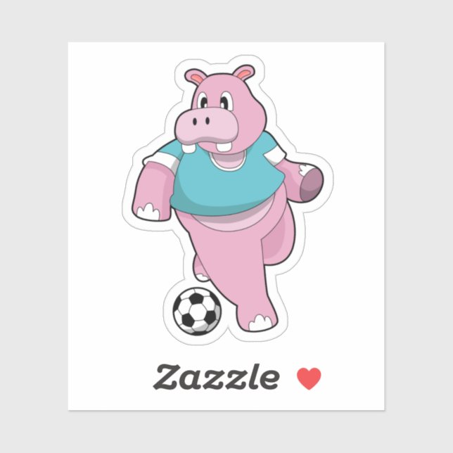 Hippo als Fußballspieler mit Fußball.PNG Aufkleber (Blatt)