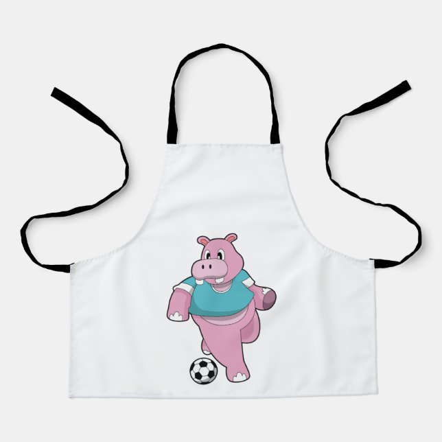 Hippo als Fußballspieler mit Fußball.PNG Schürze (Vorderseite)