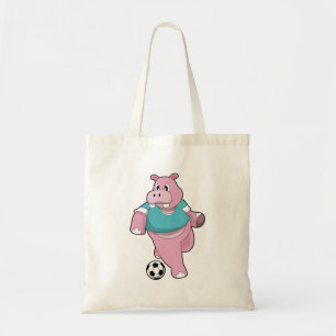 Hippo als Fußballspieler mit Fußball.PNG Tragetasche
