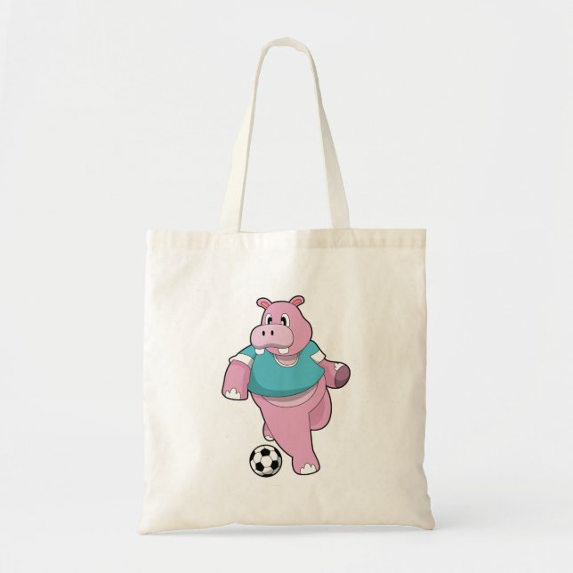 Hippo als Fußballspieler mit Fußball.PNG Tragetasche (Vorne)