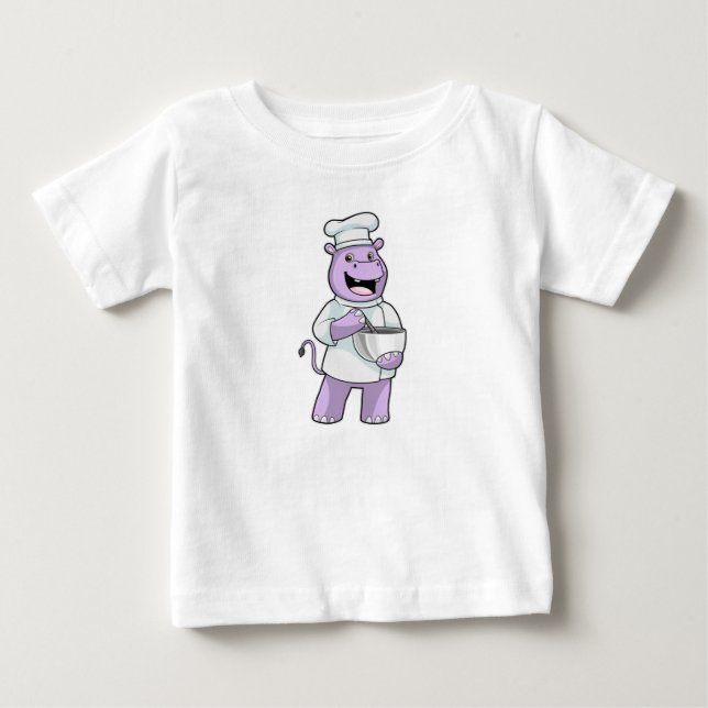 Hippo als Koch mit Bowl Baby T-shirt (Vorderseite)