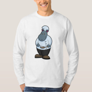 Hippo als Koch mit Pan T-Shirt