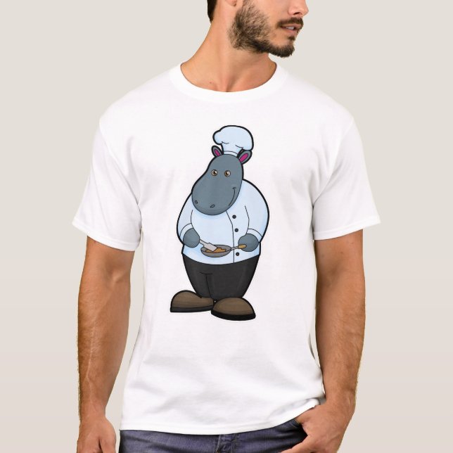 Hippo als Koch mit Pan T-Shirt (Vorderseite)