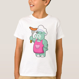 Hippo als Koch mit Wurst T-Shirt