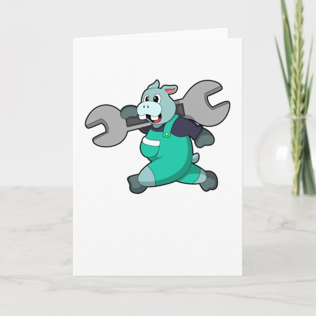 Hippo als Mechanik mit Schraubenschlüssel Karte (Vorderseite)