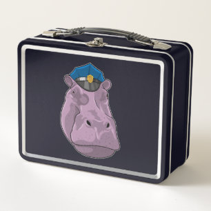 Hippo als Polizeibeamte Metall Brotdose