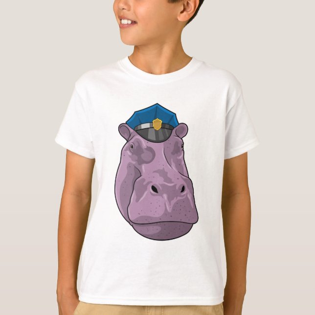 Hippo als Polizeibeamte T-Shirt (Vorderseite)