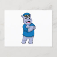 Hippo als Polizeibeamter mit Polizeihut