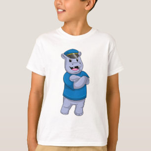 Hippo als Polizeibeamter mit Polizeihut T-Shirt