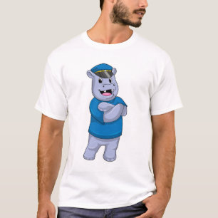 Hippo als Polizeibeamter mit Polizeihut T-Shirt
