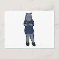 Hippo als Sekretär mit Notepad & Pen