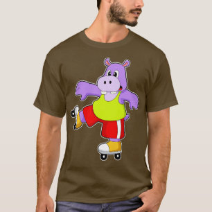 Hippo als Skater mit Inline-Skaten T-Shirt
