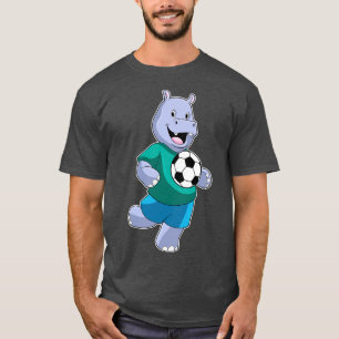 Hippo als Spieler mit Fußball T-Shirt