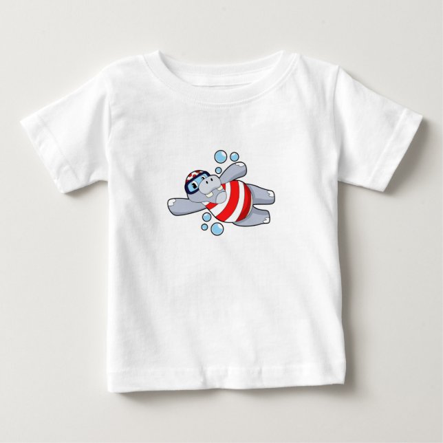 Hippo als Taucher mit Schwimmbrille Baby T-shirt (Vorderseite)