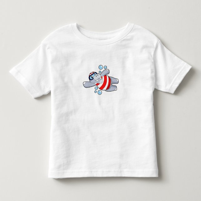 Hippo als Taucher mit Schwimmbrille Kleinkind T-shirt (Vorderseite)