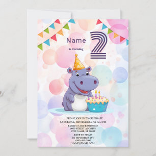 Hippo Anniversaire Fête Invitation
