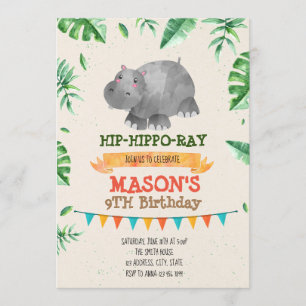 Hippo anniversaire soirée thème invitation