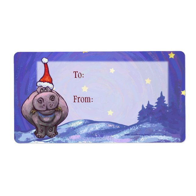 Hippo Art Weihnachtsgeschenk-Label (Vorne)