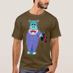 Hippo as Groom mit Anzug Rose T-Shirt